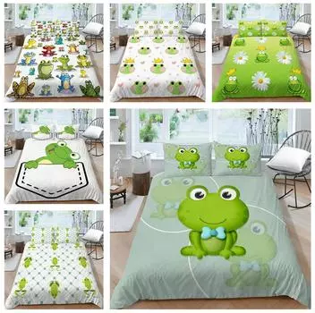 Комплект постельного белья с 3D узором лягушки, пододеяльник для спальни, наволочка, комплект постельного белья, AU/EU/US, полный размер, украшение для дома Baby 100x135cm