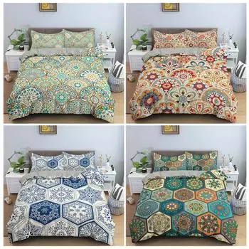 Комплект постельного белья с 3D богемным принтом для спальни, пододеяльник с мантрой, наволочка, постельное белье, односпальная двуспальная кровать, полный размер, 2/3 шт., микрофибра Baby 100x135cm
