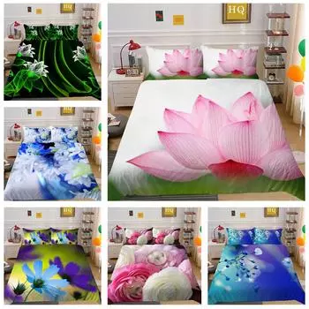 Комплект постельного белья с 3D цветочным узором, пуховое одеяло и наволочка для спальни, 2 шт./3 шт., полноразмерное постельное белье, украшение для дома Baby 100x135cm