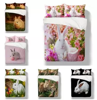 Комплект постельного белья с 3D цифровой печатью, пододеяльник и наволочка, односпальная двуспальная кровать, полноразмерный маленький пододеяльник с кроличьим пухом, украшение для постельного белья DE 100x135cm