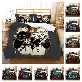 Комплект постельного белья с 3D-плеером, игровая ручка, пододеяльник, наволочка, 2/3 шт., подходит для любителей игр, для мальчиков, для мужчин, для комнаты, на молнии, украшение для дома Baby 100x135cm