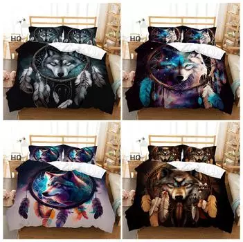Комплект постельного белья с 3D рисунком животных и рисунком волка, пододеяльник, наволочка, двуспальная кровать AU/EU/US, полноразмерный чехол для двуспальной кровати в подарок DE 100x135cm