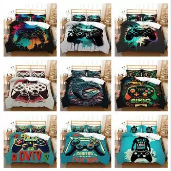 Комплект постельного белья с 3D-плеером, игровая ручка, пододеяльник, наволочка, 2/3 шт., подходит для любителей игр, для мальчиков, для мужчин, для комнаты, на молнии, украшение для дома Baby 100x135cm