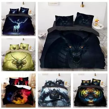 Комплект постельного белья с 3D-животными для мальчиков и мужчин, пуховые пододеяльники, наволочки, двуспальные и двуспальные кровати из 2/3 предметов, комплект пододеяльников из роскошного домашнего текстиля Baby 100x135cm
