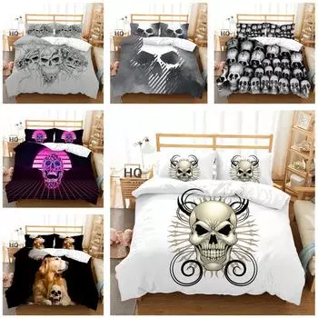 Комплект постельного белья с 3D принтом головы черепа, мягкие постельные принадлежности, наволочка, 2 или 3 полноразмерных украшения для дома Baby 100x135cm
