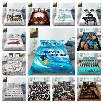 Комплект постельного белья с 3D-письмом и принтом, роскошный узор, пододеяльник, наволочка, 2 или 3 предмета, супермягкий, моющийся, полноразмерный, украшение для дома Baby 100x135cm