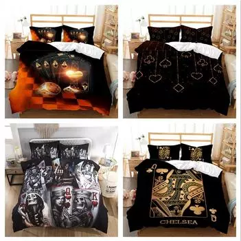 Комплект постельного белья с 3D покерным принтом King Queen Pattern Пододеяльник Наволочка Комплект постельного белья AU King Size Полноразмерная односпальная/двуспальная кровать Украшение дома Baby 100x135cm