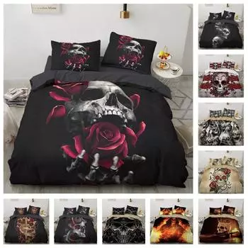 Комплект постельного белья с 3D-черепом для мальчиков и подростков, пододеяльник, наволочка, покрывало с ужасами на Хэллоуин, детский мужской подарок, роскошный домашний текстиль Baby 100x135cm