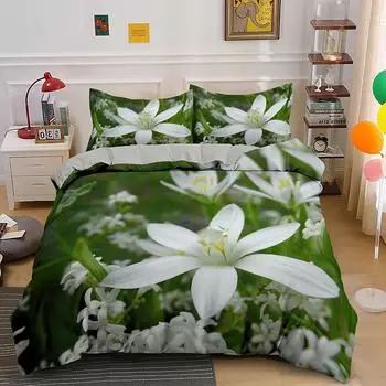 Комплект постельного белья с 3D-цветами, двуспальный, двуспальный, размер «queen-size», комплект одеяла для детей, украшение для спальни для девочек, комплект пододеяльников из полиэстера, размер «king-size» 70x133cm 2pcs