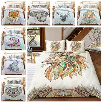 Комплект постельного белья с 3D животными, экзотический пух, пододеяльник, комплект из 2/3 предметов, мягкая молния, AU210 * 240, полноразмерный роскошный домашний текстиль DE 100x135cm