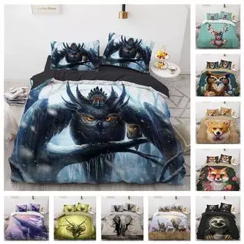 Комплект постельного белья с 3D-животными для мальчиков и мужчин, пододеяльники, наволочки 2/3 шт., двуспальная кровать King Queen, подарок Baby 100x135cm