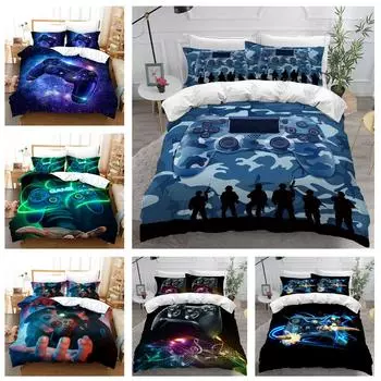 Комплект постельного белья с 3D-игрой, игровой контроллер, пододеяльник, наволочка, 2/3 шт., комплект постельного белья для двуспальной и двуспальной кровати, детский мужской подарок, домашний текстиль Baby 100x135cm