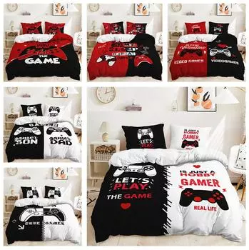 Комплект постельного белья с 3D-игровой ручкой, игровой автомат, пододеяльник для комнаты для мальчиков, 2/3 предмета, мягкая молния DE135 * 200, полноразмерное украшение для спальни из микрофибры DE 100x135cm