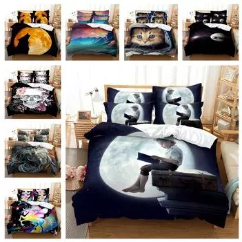 Комплект постельного белья с 3D цифровой печатью, пододеяльник и наволочка, односпальная двуспальная кровать, полноразмерное постельное белье для спальни, украшение дома Baby 100x135cm