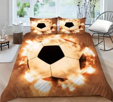Комплект постельного белья с 3D футбольным принтом, пододеяльник, крутой для детей, школьных взрослых, постельное белье для спальни, наволочка из микрофибры Single 135x200cm