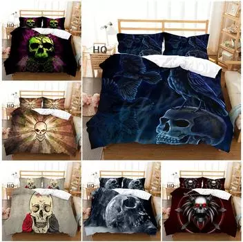 Комплект постельного белья с 3D цифровой печатью и черепом, пододеяльник, наволочка, комплект постельного белья для спальни, полноразмерный комплект постельного белья для односпальной/двуспальной кровати, украшение для дома Baby 100x135cm
