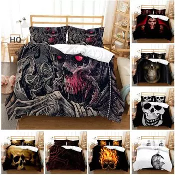 Комплект постельного белья с 3D цифровой печатью, пододеяльник с черепом на Хэллоуин, наволочка, домашний комплект постельного белья, AU/EU/US, полный размер, односпальная/двуспальная кровать Baby 100x135cm