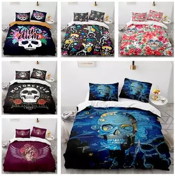 Комплект постельного белья с 3D рисунком головы черепа, чехол для постельного белья, чехол для постельного белья, AU/EU/US, полный размер, украшение для дома Baby 100x135cm