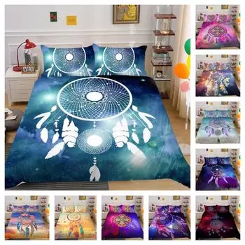 Комплект постельного белья с 3D принтом «Ловец снов», удобное одеяло, пододеяльник, студенческая кровать в общежитии, подарок, пододеяльник из полиэстера UK Single 135x200cm