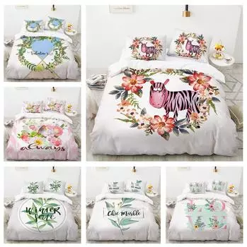 Комплект постельного белья с 3D-принтом «Растение», женский комплект постельного белья «King Queen» с пододеяльником и наволочкой из 2/3 предметов, роскошный домашний текстиль, комплект постельного белья Baby 100x135cm
