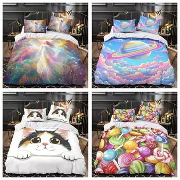 Комплект постельного белья с 3D HD-принтом для детей, для женщин и девочек, пуховый пододеяльник, наволочки, 2/3 шт. для односпальной и двуспальной кровати, подарки на день рождения Baby 100x135cm