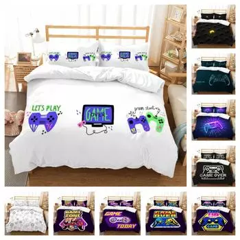 Комплект постельного белья с 3D геймерским принтом, удобное одеяло, пододеяльник, студенческая кровать в общежитии, пододеяльник из полиэстера UK Single 135x200cm