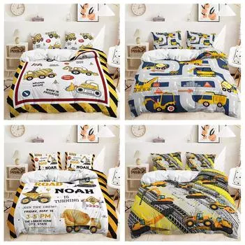 Комплект постельного белья с 3D инженерным автомобилем, игрушечный автомобиль, пододеяльник, наволочка, 2/3 шт., AU140 * 210, мягкий домашний текстиль, подарок на праздник для детской комнаты Baby 100x135cm