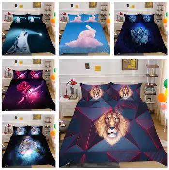 Комплект постельного белья с 3D звездным небом и животными, детская спальня, пододеяльник, наволочка, простыня/двуспальная кровать, 2/3 шт., полноразмерное украшение для дома Baby 100x135cm