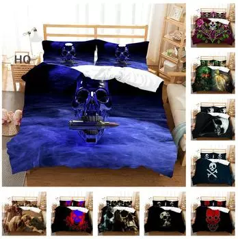 Комплект постельного белья с 3D-черепом для мальчиков и мужчин, пододеяльники, наволочки, 2/3 шт., подарки на Хэллоуин, подростковые ужасы, покрывало Baby 100x135cm