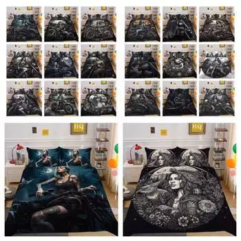 Комплект постельного белья с 3D принтом Красоты Черепа, домашняя постельная одежда, одноместное двойное покрывало, крутой комплект пододеяльников для подростков UK Single 135x200cm