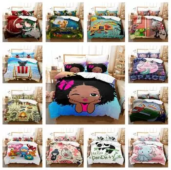 Комплект постельного белья с 3D мультяшными животными и наволочки с животными, 2/3 шт., EU135 * 200, полноразмерное украшение для дома Baby 100x135cm