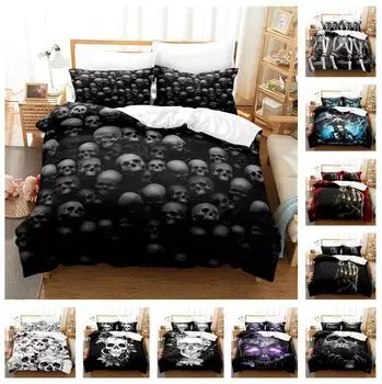 Комплект постельного белья с 3D рисунком ужасов на Хэллоуин, двуспальная кровать, пододеяльник, наволочка, 2/3 шт., покрывало с черепом, роскошный домашний текстиль, подарок для мальчиков и мужчин Baby 100x135cm