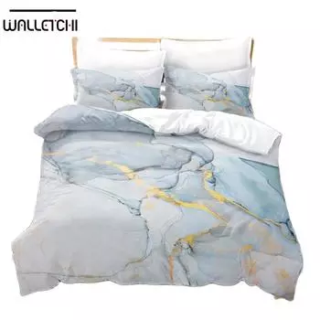 Комплект постельного белья с 3D-печатью и мраморным рисунком, пододеяльник с наволочкой, двуспальная кровать размера Queen King EU single(135x200cm)