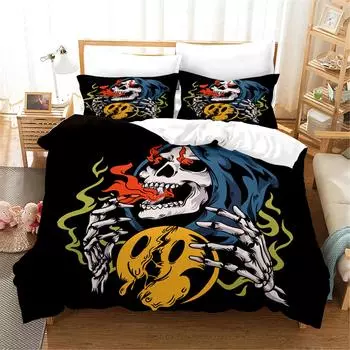 Комплект постельного белья с 3D-принтом «Череп», наволочка, пододеяльник Cyber Love, двуспальная кровать, двуспальная кровать, двуспальная кровать, двуспальная кровать, постельное белье для взрослых и детей, пододеяльник 70x133cm 2pcs