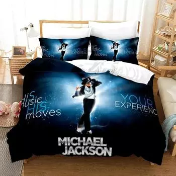 Комплект постельного белья с 3D-принтом Майкла Джексона, пододеяльник, комплект постельного белья, пододеяльник, наволочка, одеяло размера «king-size», комплект постельного белья для мальчиков и взрослых 70x133cm 2pcs
