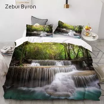 Комплект постельного белья с 3D HD-принтом на заказ/размер King/Europe/USA Queen, комплект из 3 пододеяльников, комплект стеганого одеяла/покрывала, постельное белье водопад, прямая поставка 228*228 3pcs