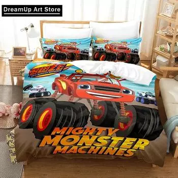 Комплект постельного белья с 3D-принтом Blaze N Monster Machines, пододеяльник с рисунком, двуспальный, двуспальный, двуспальный, для взрослых мальчиков, постельное белье, пододеяльник EU Single 90x200cm