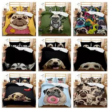 Комплект постельного белья с 3D мультяшной собакой, индивидуальный пододеяльник и наволочка с мультяшным рисунком, украшение для дома для детских комнат Baby 100x135cm