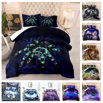 Комплект постельного белья с 3D цифровой печатью высокой четкости и животным рисунком, пуховое одеяло и наволочка, 2/3 предмета, полноразмерное быстросохнущее украшение для дома Baby 100x135cm