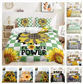 Комплект постельного белья с 3D подсолнечником, пододеяльник и наволочка с растительным принтом, ткань из микрофибры для украшения дома Baby 100x135cm