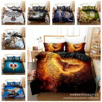 Комплект постельного белья с 3D Совой, пододеяльник с изображением животных, наволочка, 2/3, подарок на день рождения, AU/EU/DE/ES, полный размер, микрофибра, полный размер, мягкий домашний текстиль Baby 100x135cm