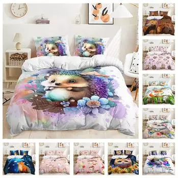 Комплект постельного белья с 3D мультяшными животными для детской комнаты, пуховый пододеяльник, наволочка, 2/3, подарок на день рождения, AU140 * 210, полноразмерный мягкий домашний текстиль из микрофибры Baby 100x135cm