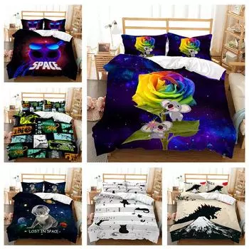 Комплект постельного белья с 3D животными для мальчиков, пуховые наволочки, 2/3 шт., AU180 * 210, полноразмерный домашний текстиль, мужское пододеяльник Baby 100x135cm