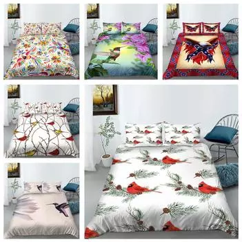 Комплект постельного белья с 3D птицами, односпальная двуспальная кровать, пододеяльник, наволочка, 2/3 шт., покрывало с изображением животных, детский подарок для взрослых, домашний текстиль Baby 100x135cm