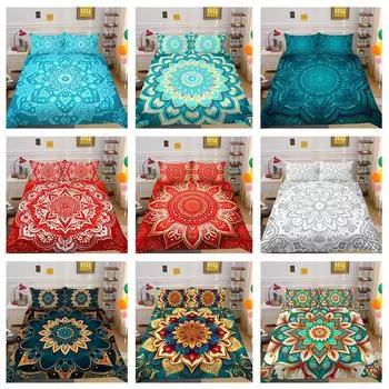 Комплект постельного белья с 3D индийской тематикой, пододеяльник с цветком пейсли, наволочка 2/3, полноразмерный мягкий быстросохнущий декоративный пододеяльник США/Великобритании/ЕС/Австралии/DE Baby 100x135cm