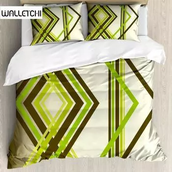 Комплект постельного белья с абстрактным рисунком, геометрические полосы в форме ромба разных оттенков, полиэстеровый пододеяльник, постельное белье, двуспальное, размера «king-size» EU single(135x200cm)