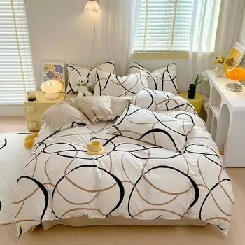 Комплект постельного белья с абстрактным узором, современный геометрический комплект постельного белья из 100% хлопка, приятный для кожи, с 2 наволочками 150x200cm Single 3Pc