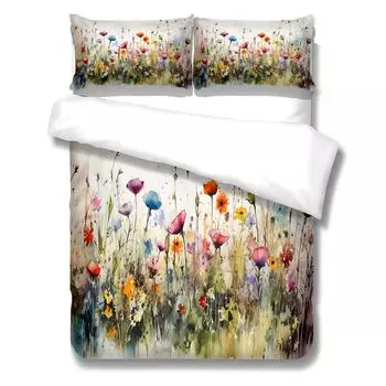 Комплект постельного белья с акварельными бирюзовыми цветами King Queen Double Full Twin Single Size 140x200cm
