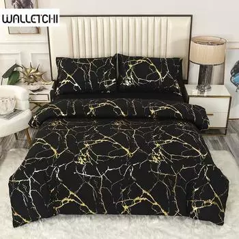 Комплект постельного белья с аппликацией из золотистого мрамора и художественной текстурой King Queen Double Full Twin Single Size EU single(135x200cm)