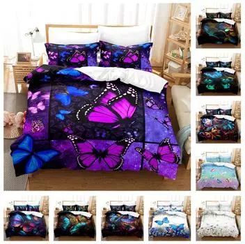 Комплект постельного белья с бабочками 3D для женщин и девочек, пододеяльники и наволочки, роскошные покрывала для двуспальных и больших кроватей, подарки Baby 100x135cm